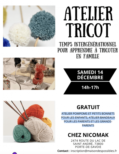 Atelier intergénérationnel tricot en famille